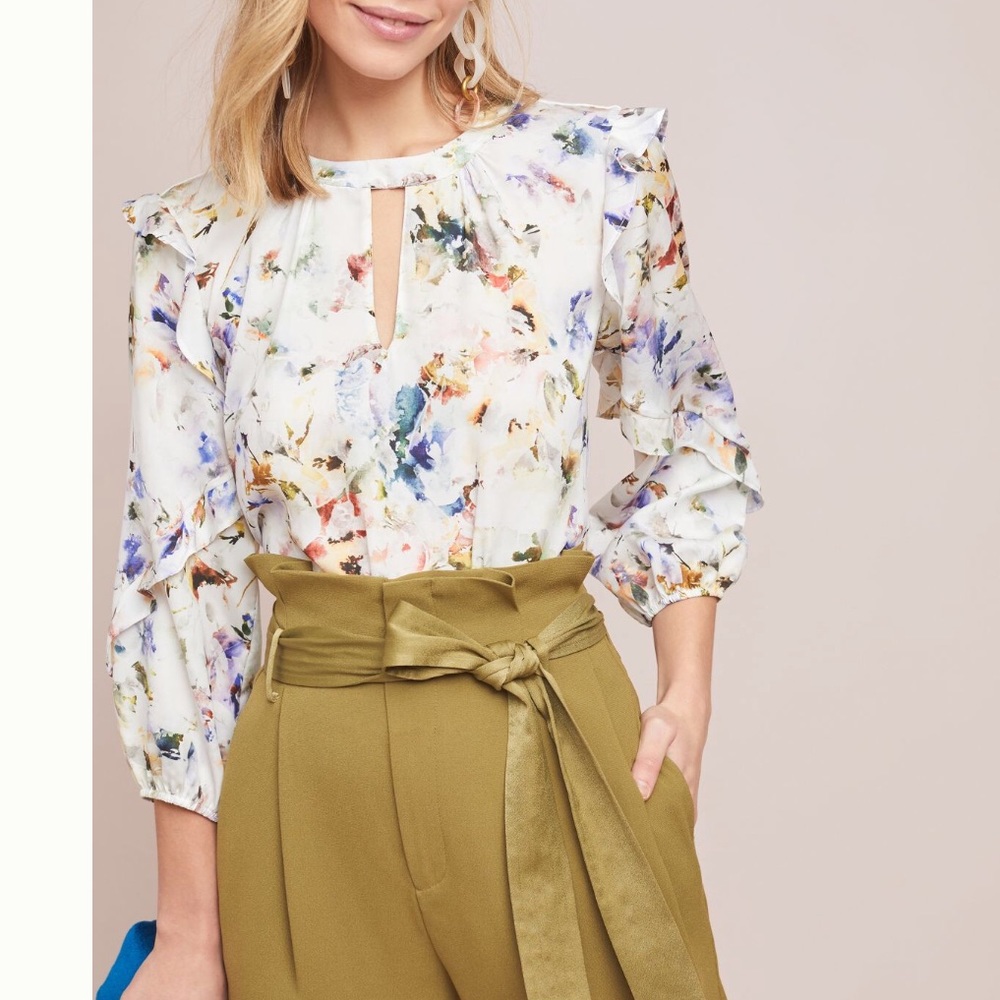 Anthropologie Araminta Ruffled Top